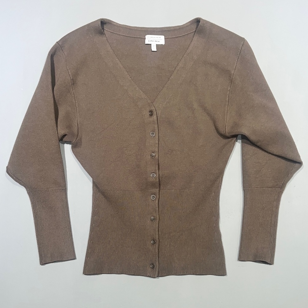 & Other Stories Brown V-Neck Button-Up Women's Sweater Sz L
